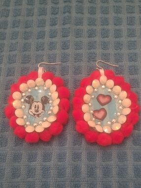 Red Heart & Character Statement Earrings - Women Jewelry Earrings